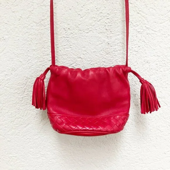 Authentic Vintage Bottega Veneta Woven Small Drawstring Mini Bucket Bag Purse - Picture 2 of 11